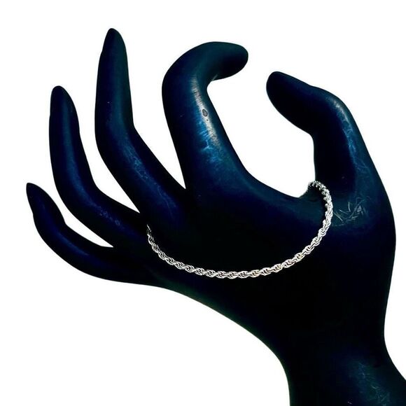 AZM Vintage Italian Sterling 925 Silver Twisted Rope Bracelet - Picture 7 of 11